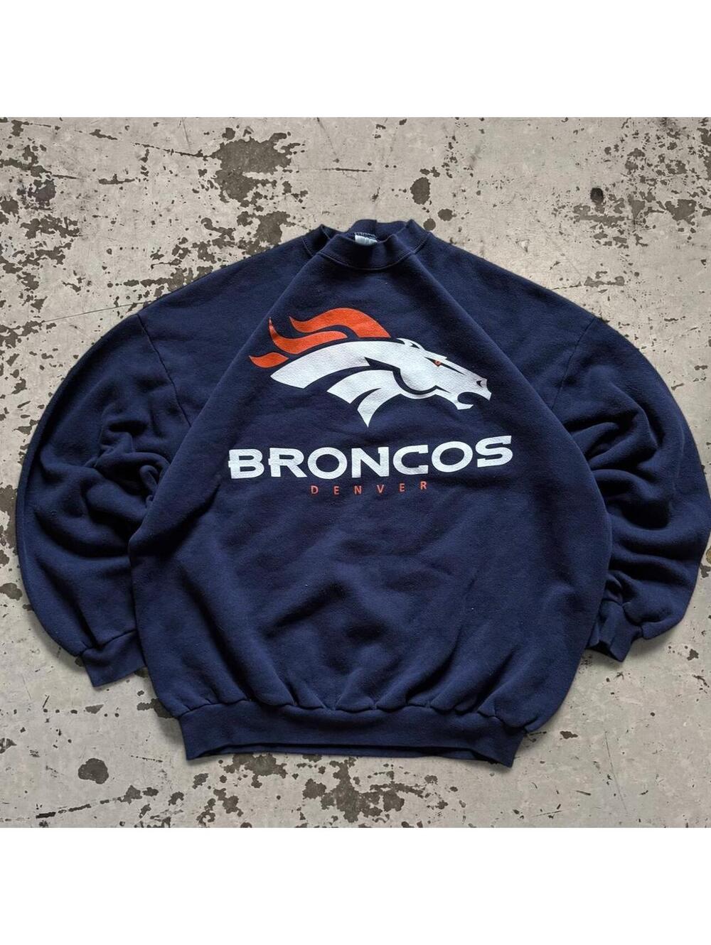 Mens Vintage 1990s Logo 7 Denver Broncos Crewneck sweatshirt Size XL - Picture 1 of 5